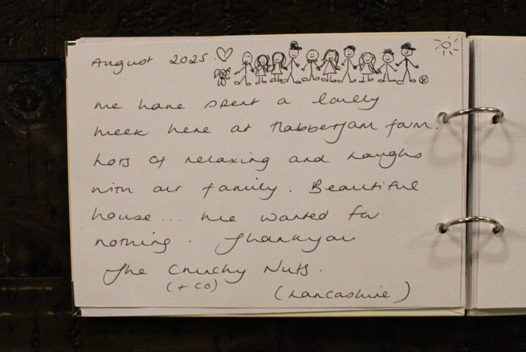Real guest comments written in the Habberjam Farm guest book